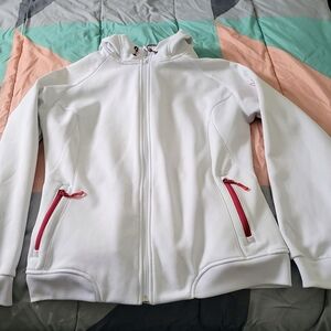 Salomon White Jacket with Pink Zipper Accents
